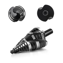 COMOWARE Step Drill Bit, 12 Sizes from 1/4" to 1-3/8", High Speed Steel Step Bit with 2 Spiral Flutes, 3-Flat Shank, Steps Bits for Metal, Aluminum/Wood/Plastic/Iron, Unibit for Electricians & DIY