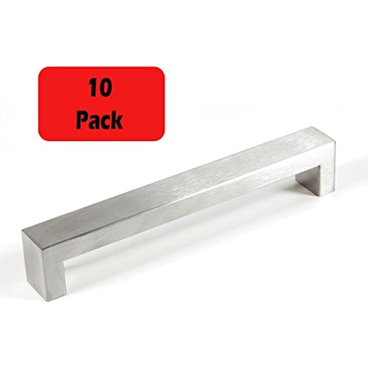 Brick Design 8 Inch Cabinet Stainless Steel Handle Bar Pull Pack of 10