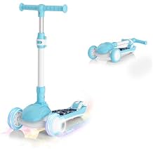 SIMATE 3 Wheel Kick Scooter for Kids Ages 3-12, Light Up Wheels & 3 Adjustable Height Handlebars, Lean-to-Steer & Widen Anti-Slip Deck, Boys & Girls Gift