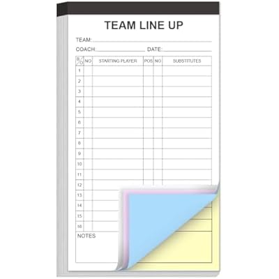 BaseballSoftball Lineup Cards, 4 Part Carbonless, 32 Player Roster Line up Sheets for Coaches, Team, Sports, 4.5 x 8