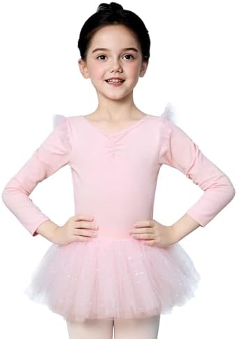 Daydance Toddler Girls Dance Leotards with Tutu Skirt, Sparkle Sequin Ballet Attire