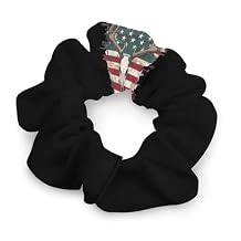 Deer Skull U.S. Flag Women's Scrunchies Hair Ties Silk Satin Scrunchy Elastics Bands Wrist Accessories