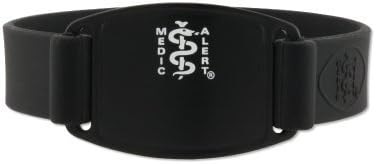Sport Silicone Midnight Medical ID Sport Bracelet for Men and Women w/24-7 Emergency Health Record - Midnight - Large