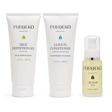 Curly Hair Definition Set Leave-In Conditioner 200 ml, Strong Hold Gel 200 ml & Oil Hair Serum 50 ml