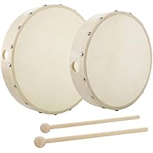 Foraineam 10 Inch & 8 Inch Hand Drum Musical Hand Percussion Wood Frame Drum with Drum Stick