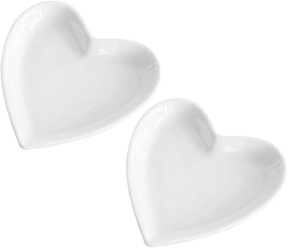 STOBOK Heart Shaped Ceramic Serving Tray Small Jewelry Organizer and Snack Plate for Rings Holder Food Display Dish for Parties Cafes and Home Use 3.62X3.54 Inches