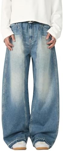 Vamtac Baggy Barrel Jeans Vintage Washed Wide Leg Denim Pants Casual Loose Streetwear Hip Hop Jean Trouser