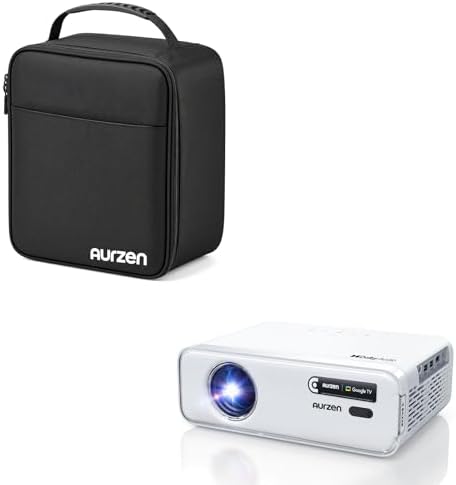 Aurzen EAZZE D1G Projector Bundle with Carrying Case, Supported Google TV Smart Projector with WiFi & Bluetooth, Auto Focus & Keystone, Dolby