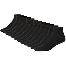 Hanes Men's Double Tough Socks, Crew and Ankle Moisturing Wicking Socks, Black & White, Multi-Packs