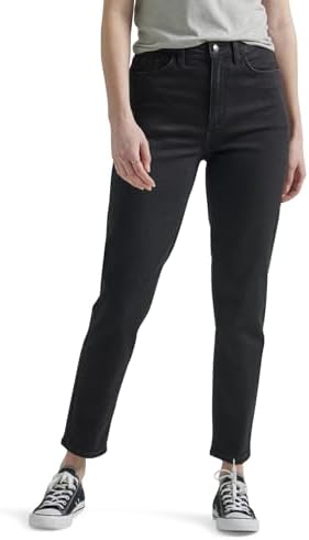 Lee Womens Legendary Mom Jean in One Tone, High Rise, Straight Leg, Size S