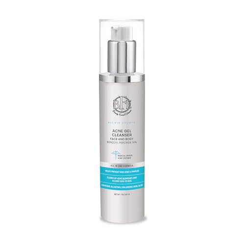 Acne Face wash Treatment with Benzoyl Peroxide - Fight Acne Blemishes on Contact for Cystic Breakouts, Oily Skin, Clogged Pores, Blackhead, Whitehead & Pimples. Achieve Clear Skin.