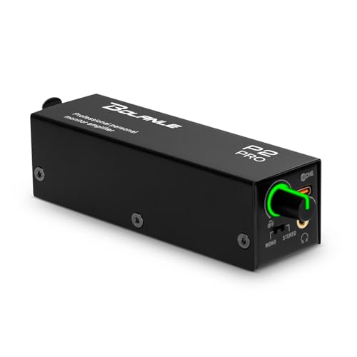 Bolanle P2 USB-C Portable in-Ear Monitor Amplifier, 5V DCAAA Battery, XLRTRS Input 3.5mm Output, LED, StereoMono Switch for Keyboardists, Drummers, Live Stage Single Channel-Black