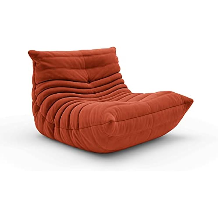 Fireside Chair, Soft Suede Lounge Chair Lazy Floor Sofa Accent Bean Bag Couch for Living Room Corner Chair Bedroom Salon Office, Red, Aldult