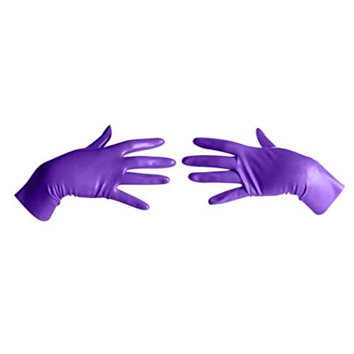 Premium Latex Short Gloves Wrist Length Fetish - Purple Medium