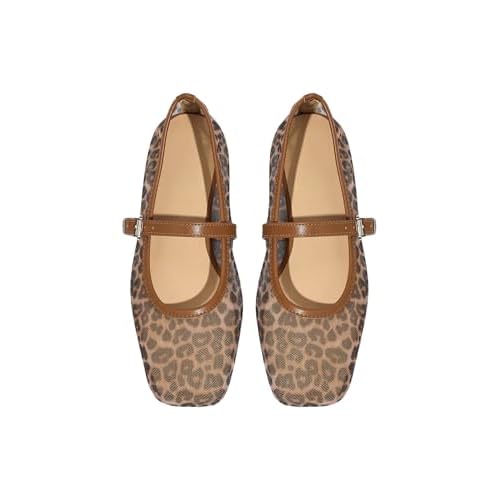 Milumia Womens Mesh Ballet Flats Comfortable Dressy Trendy Square Closed Toe Maryjane Flat Shoes