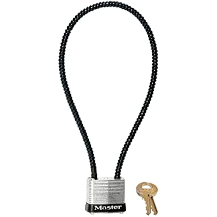 Master Lock 107DSPT Keyed Gun Lock Padlocks, 14 in cable, Steel with 1-18 Wide Padlock