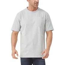 Idtswch Mens Tall Heavyweight T-Shirt Short Sleeve Shirt Chest Pocket & Reinforced Ribbed Collar Work Basic Tee