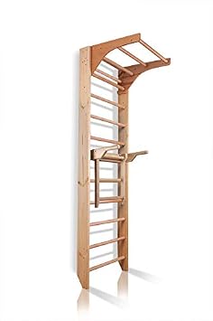 Wall Bars with Dip Bars CM-01-220, 87 in Wooden Swedish Ladder Set Adjustable Pull Up and Dip Bars for Training and Physical Therapy - Used in Homes, Gyms, Clinic, and Schools