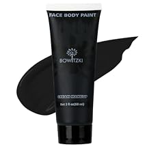 Bowitzki Face and Body Paint 2oz Cream Makeup 60ml Water Based Face Painting Special Effects For Adults Halloween Christmas Party Stage Cosplay (Black+White)