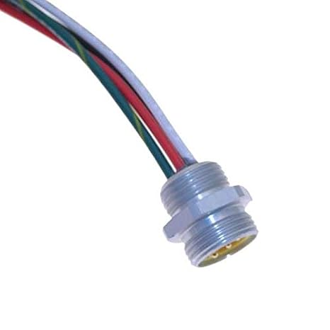 MIN-4MR-1 1 Foot Cable, 16 AWG, 4 Conductors, Aluminum OR Nickel Plated Brass, Front Mount 1/2 INCH-14 NPT, Male Receptacle, PRE-Wired Termination, PVC, Receptacle, Straight