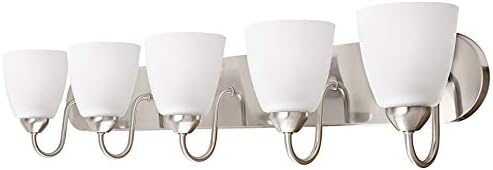 Kira Home Armada 36 5-Light Modern VanityBathroom Light with Brushed Nickel Finish and Frosted Glass Shades