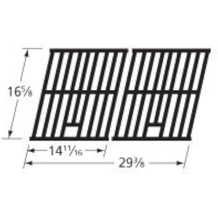 Music City Metals 65112 Matte Cast Iron Cooking Grid Replacement for Select Outdoor Gourmet and Shinerich Gas Grill Models, Set of 2