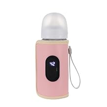 Baby Bottle Warmer,Keep Milk Warm Only (No Heating,Keep Warm only) Temperature Digital USB Portable Warming Sleeve,Portable Thermo Cover with Digital Display & Keep Warm Settings (Pink)