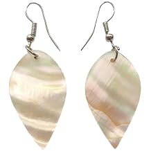 Natural Mother of Pearl Shell Earrings, Hand Carved Mother of Pearl Earrings for Women, Handmade Dangle Drop Seashell Earrings Fashion Jewelry GA017