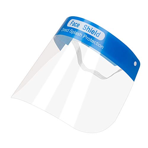 Disposable Face Shield,Safety All-Round Protection Cap with 0.3mm Ultra Thick Clear Film,Double Side Anti-Fog Splash and Saliva with Adjustable Elastic Band and Comfort Sponge,Unisex 10