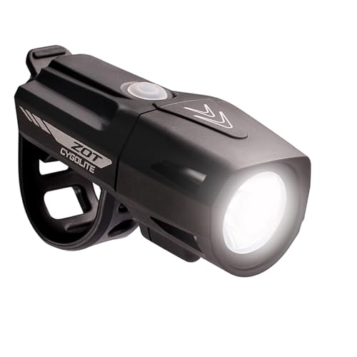 Cygolite Zot 450 Lumen Bike Light 5 Night & 2 Daytime Modes Sleek Durable Design IP67 Waterproof Sturdy Flexible Mount USB Rechargeable Headlight for Road & Commuter Bicycles,Black,Compact