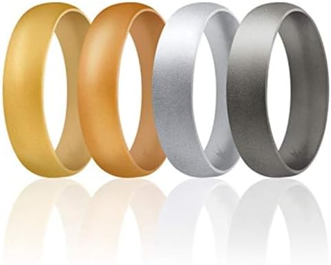 ROQ Silicone Rubber Wedding Ring for Men & Women, Comfort Fit, Men & Women's Wedding Band, Breathable Unisex Rubber Engagement Band, Dome Solid Thin, Multi Packs, Multi Colors