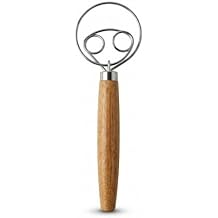 Danish Dough Whisk, Stainless Steel Bread Whisk for Sourdough, Pizza & Pastry, Upgraded Double Eyes Dough Mixer Hand Tool, Kitchen Baking Accessories for Artisan Bread Making