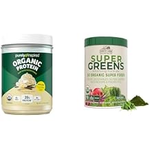 Purely Inspired Plant Based Organic Vegan Protein Powder for Women & Men 22g of Plant Protein Pea & Country Farms Super Greens Powder Natural Flavor, 50 Organic Super Foods, USDA Organic Drink Mix