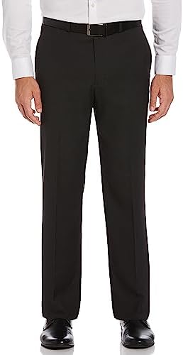 Savane Men's Flat Front Nailhead Stretch Dress Pants with Active Waistband