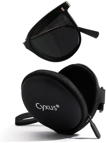 Cyxus Foldable Polarized Sunglasses for Women Men, 24g TR90 Square Frame 99.99% UV Protection Beach Driving Outdoor P1576