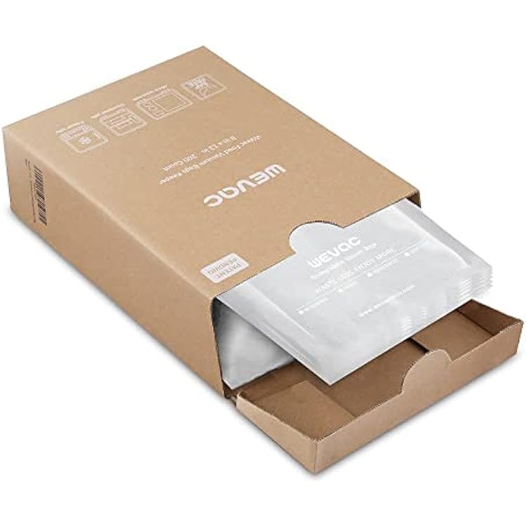Wevac 8 x 12 200 Count Food Vacuum Sealer Bags Keeper, PreCut Quart, Ideal for Food Saver, BPA Free, Commercial Grade, Great for storage, meal prep and Sous Vide