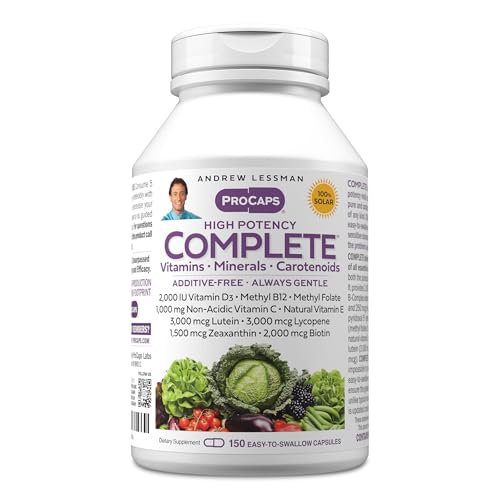 ANDREW LESSMAN Multivitamin - Complete 150 Capsules - High Potencies of 30 Nutrients, Essential Vitamins, Minerals, Carotenoids. Small Easy-to-Swallow. No Binders, No Fillers, No Additives