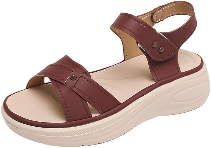 Summer new women's sandals low-heeled soft-soled soft-faced one-button thick-soled beach sandals