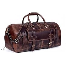 20 Inch Leather Duffel Bags for Men and Women Full Grain Leather Travel Overnight Weekend Bag Sports Gym Duffel for Men