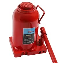 Hydraulic Bottle Jack, Hydraulic Stubby Low Profile Welded Bottle Jack, 50T(110,231lbs) Capacity, High/Low-Temperature Resistance Heavy Duty Hydraulic Air Jack for Cars, Red