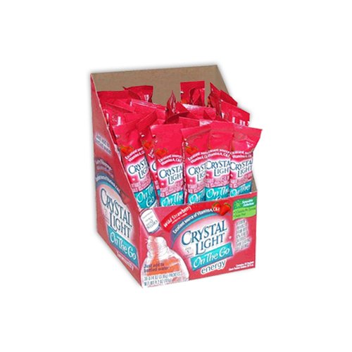 Crystal Light On The Go Sticks - 20oz Water Bottle Size - 30ct Boxes Pack of 4 - Wild Strawberry Energy