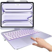typecase Touch Case with Keyboard for iPad Pro 13"(M5/M4, 2025/2024), iPad Air 13"(M4/M3/M2, 2026/2025/2024) & iPad Pro 12.9", Trackpad, 360 Rotatable, 11-Colors Backlit, Pale Purple