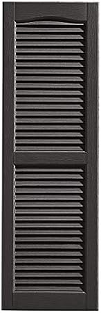 Shutters, Louvered Shutters, Standard Louvered Exterior Vinyl Window Shutters, Heritage Brown, (1 Pair = 2pcs) 12"W x 22"H