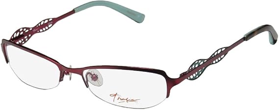 Thalia Edita Womens/Ladies Ophthalmic Unique Design Designer Half-rim Spring Hinges Eyeglasses/Spectacles (52-17-135, Burgundy / Green)