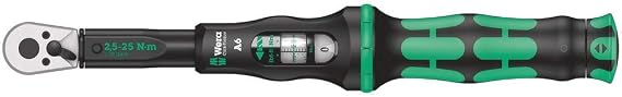 Wera Click Torque A 6 Adjustable Torque Wrench, 1/4" Hex Drive, 2.5 - 25 Nm, 05075605001