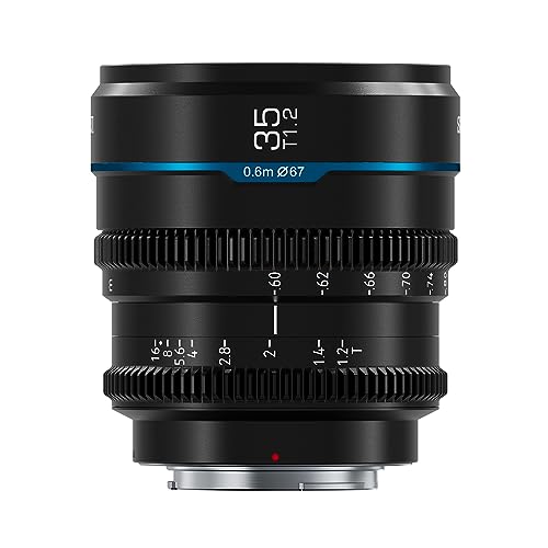 SIRUI Night Walker 35mm S35 Manual Focus Cine Lens, T1.2 Large Aperture Lens for E Mount Cameras, FX30, ZVE-10, A6500, A6600 MS35E-B, Black