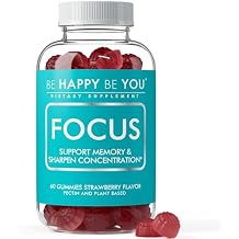 Focus Gummies NAD+ Brain Supplement with Phosphatidylserine, Alpha GPC Choline & Green Tea Extract Memory & Focus Support Strawberry 60 Count Made in USA