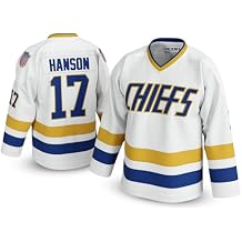 Steve Hanson #17 Charlestown Chiefs Hockey Jersey Slap Shot-Inspired Throwback, Stitched Letters, Sizes S5XL