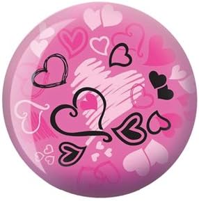 Brunswick Products Hearts Glow Viz-A Bowling Ball, Pink/Black, 15-Pound