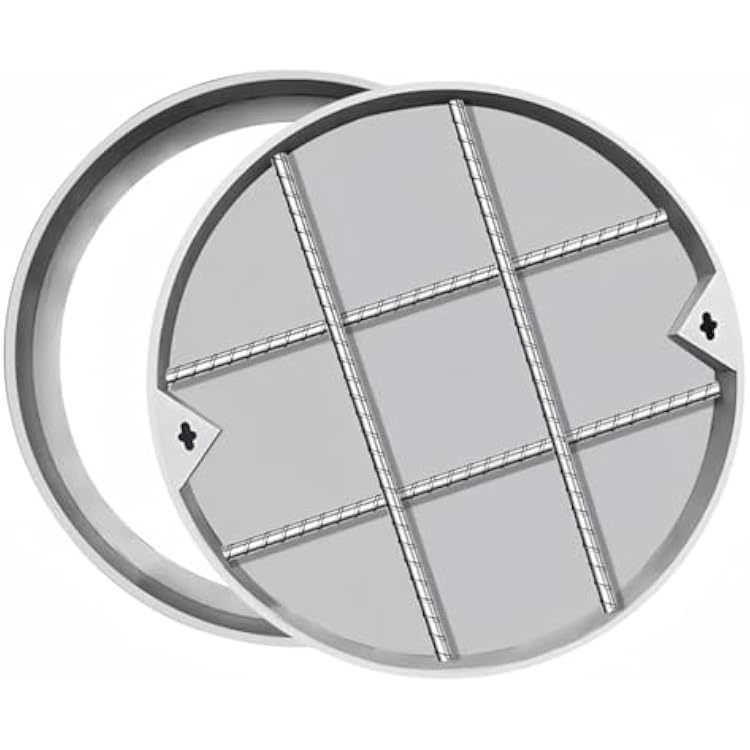 Stainless Steel Round Manhole Cover and Frame, 27.55 Heavy Duty Invisible Septic Tank Lid with Base, Yard Driveway Pavement Sewage Basin Cover